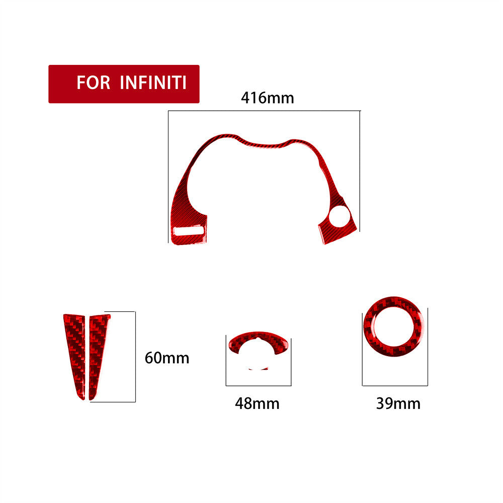 for Infiniti Q50 Q60 2014+ Dashboard Steering Wheel Start Button Trim Red Carbon