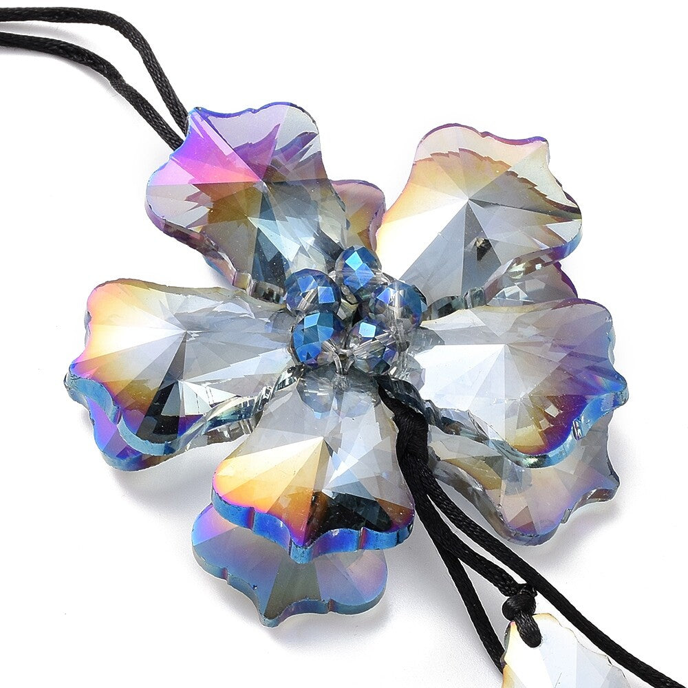 Flower Car Rear View Mirror Pendant Car Crystal Interior Hanging Deco Colourful