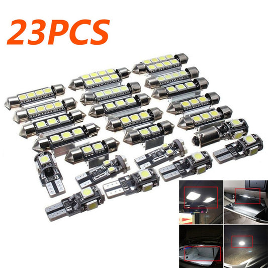23Pcs Car LED Interior Light Lamp Bulbs White 6000K Front And Rear Reading Lamp