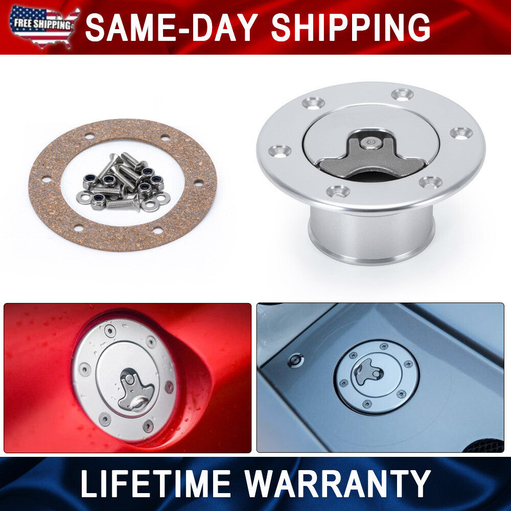 Billet Aluminum Aircraft Style Hotrod Ratrod Gas Fuel Filler Cap Flush Mount PQY