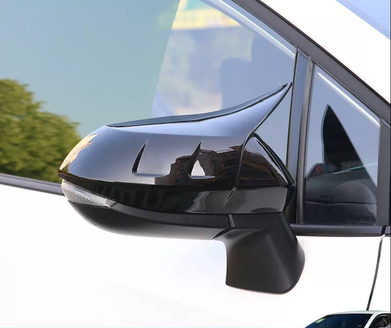 2P Gloss Black Ox Horn Side Rearview Mirror Cover Trim for Toyota for Corolla 19-23