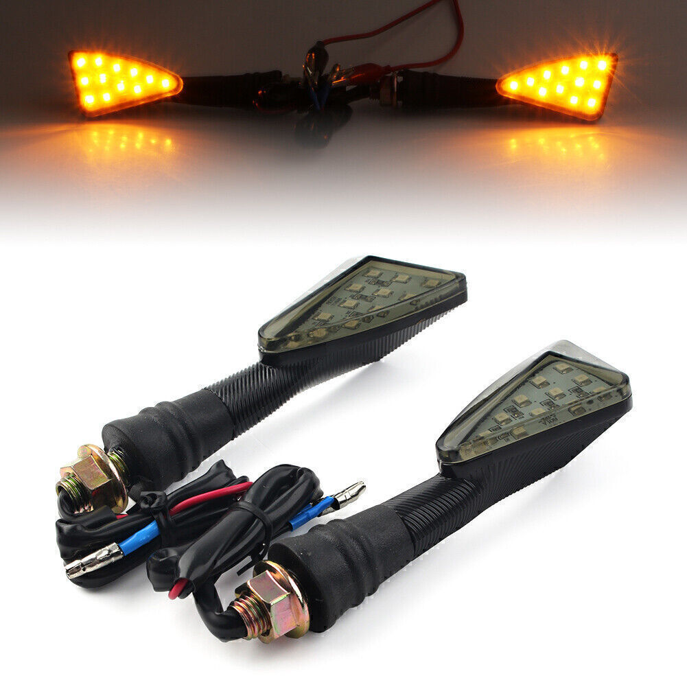 2x Universal LED Turn Signal Indicators Lights Amber Blinker Lamps Bobber 12V Q