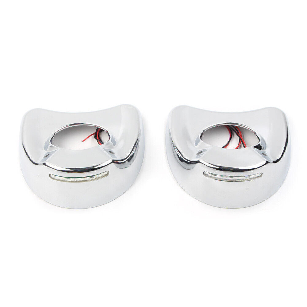 Chrome LED Cover Shell Fit Fairing Side Mirrors Fit for Harley Electra Glide 96-13 Q