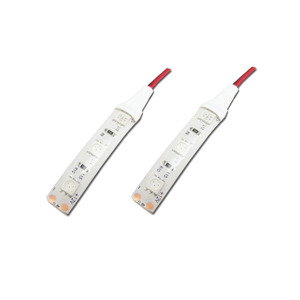 1 set of amber yellow 3-SMD LED strip lights for automotive interior and exterior use. Q