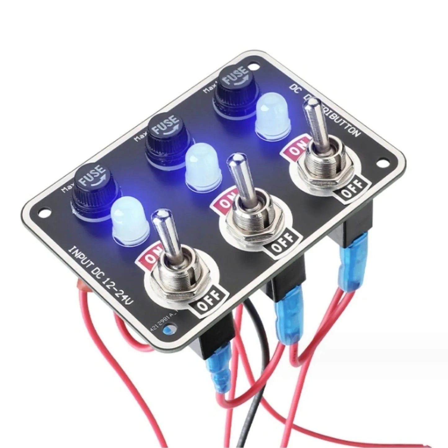 3 Gang Metal Rocker Switch Panel with LED Circuit Breaker Fuse Box for Automotive and Marine Use n