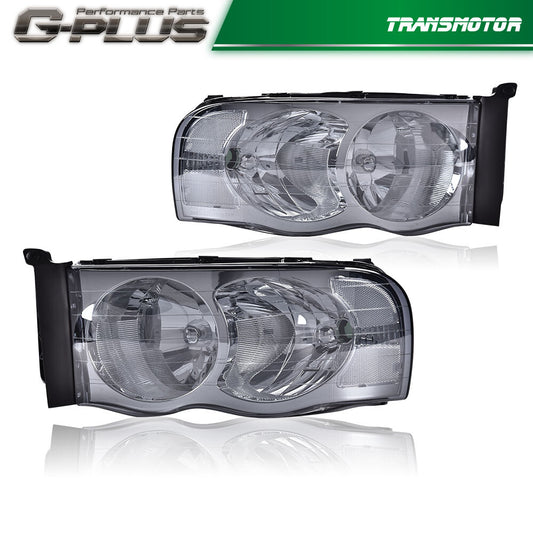 Smoke/for CHRome Headlights Left and Right Fits 2002 - 2005 for Dodge for Ram 1500 2500 3500- v