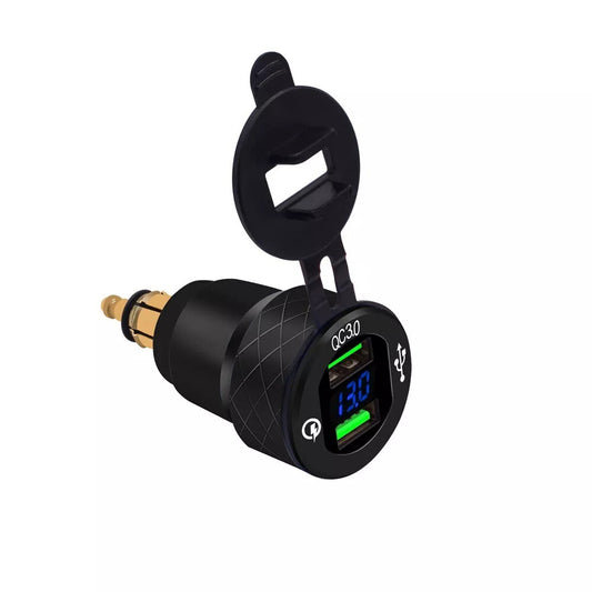 1pc Dual QC3.0 USB Charger DIN EU Plug Socket Replace For Motorcycle New n