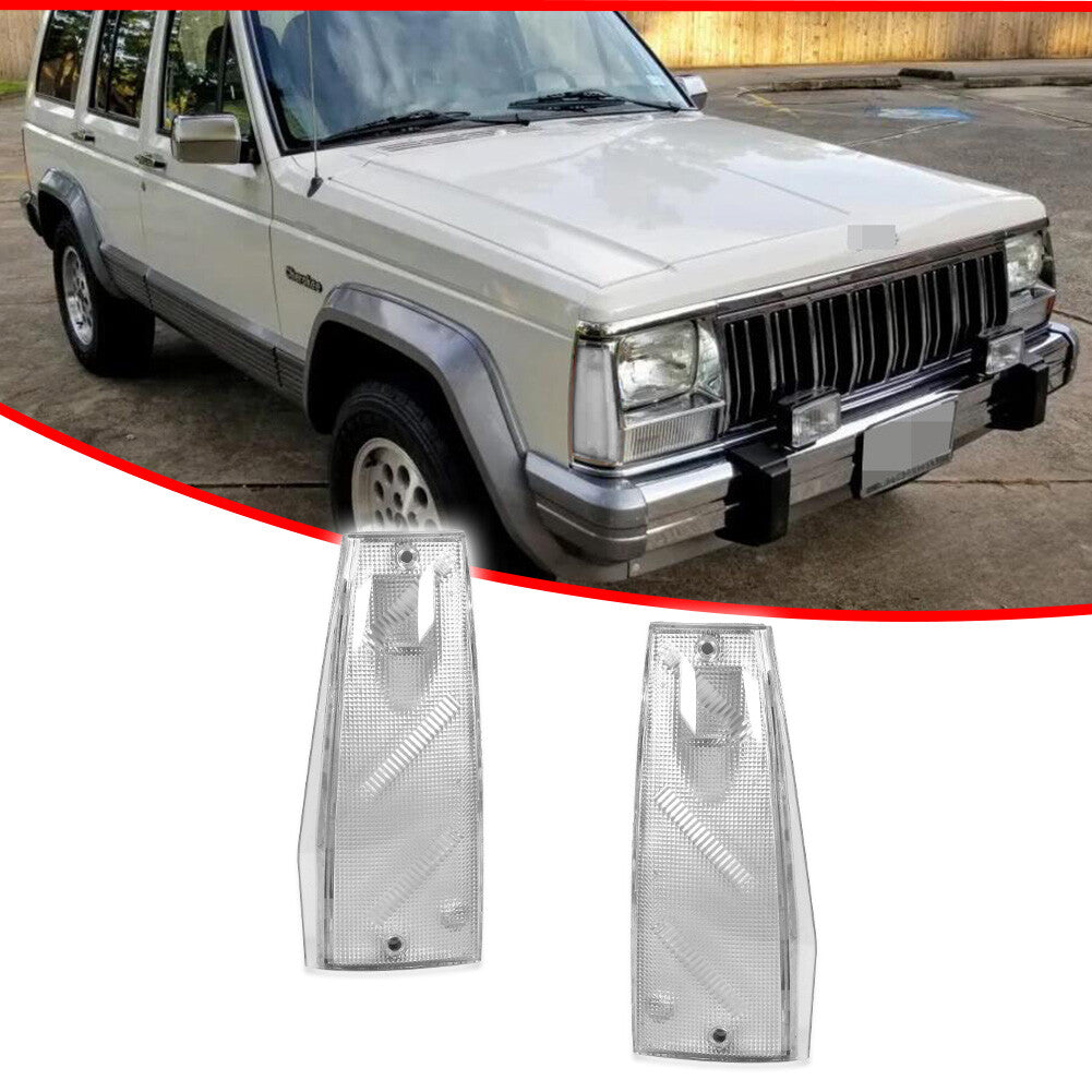 2pcs Clear Front Side Marker Light Housing for 1984-1996 for Jeep CHEROKEE WAGONEER- v