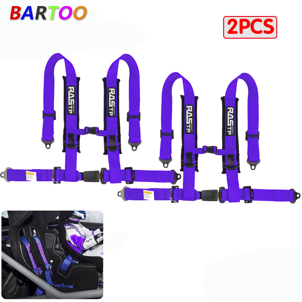 2PCS Universal Purple 4 Point Buckle Racing for Seat Belt Harness 2 Straps For ATV Q