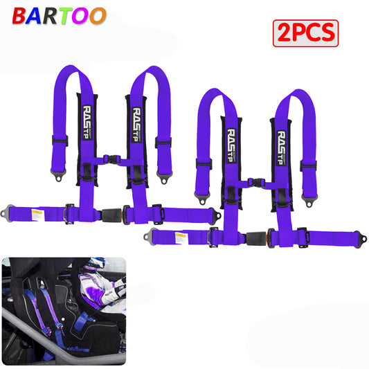 2PCS Universal Purple 4 Point Buckle Racing for Seat Belt Harness 2 Straps For ATV Q