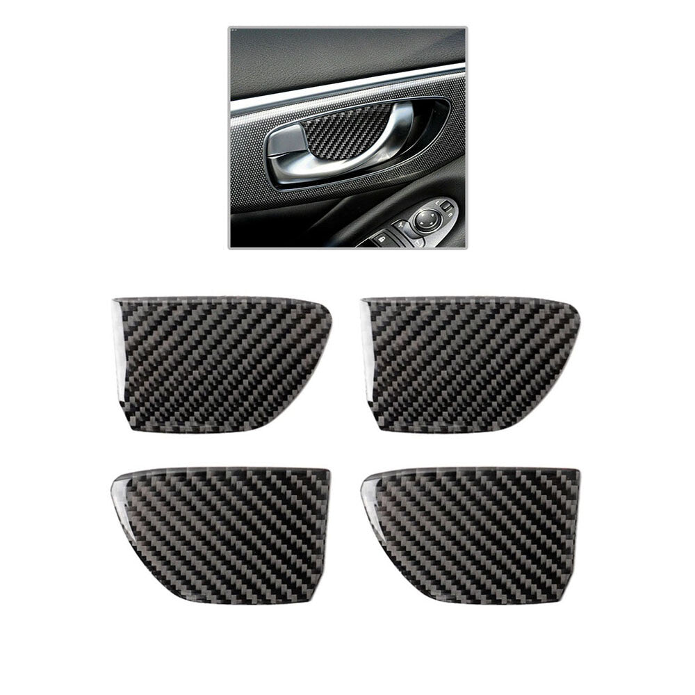 4Pcs Carbon Fiber Inner Door Handle Bowl Cover Trim Black For Q50 Q60 2014-2019