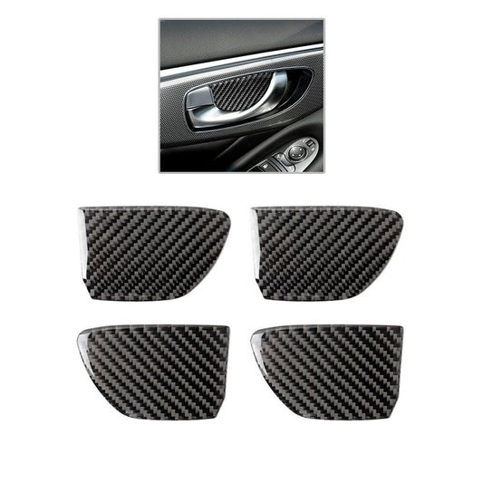 4Pcs Carbon Fiber Inner Door Handle Bowl Cover Trim Black For Q50 Q60 2014-2019