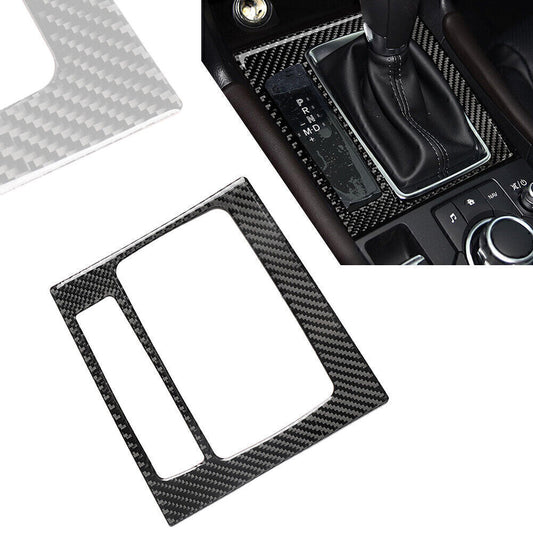 Carbon Fiber Style Console Gear Shift Pane Frame Trim Fit for Mazda 3 Axela 2017-18