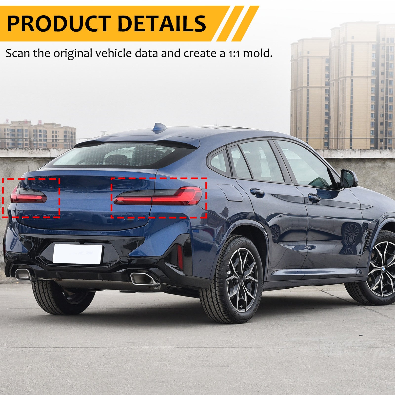 Smoked Black Taillight Cover Rear Cover Trim Accessory for X4 2019-24 n