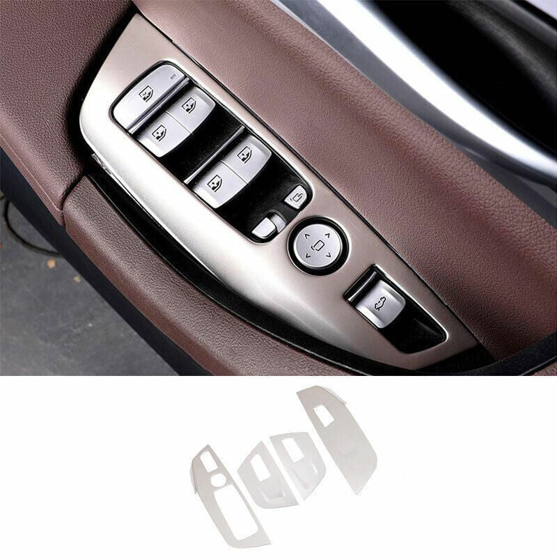 for BMW X3 G01 2018-21 Silver Steel Glass Window Lifting Switch Panel Decor Trim