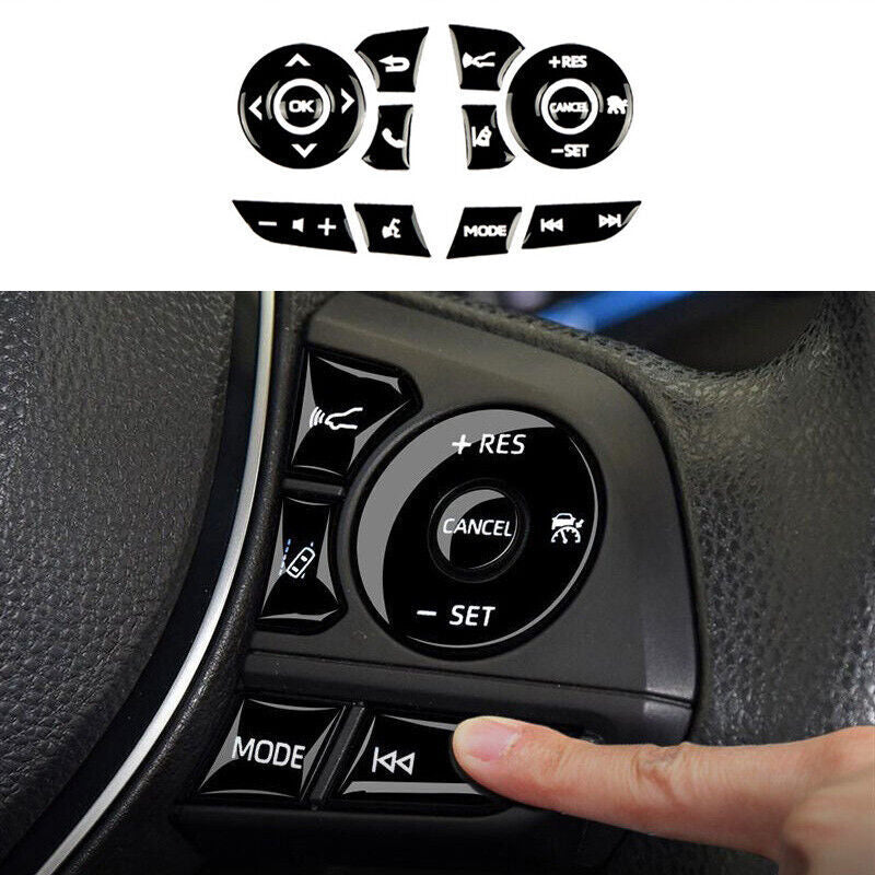 2019-2022 for Toyota for Corolla Gloss Black Steering Wheel Button Stickers Trim 12X