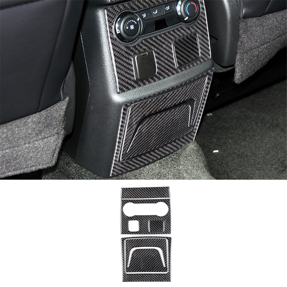 5Pcs Carbon Fiber Rear Central Console Trim Panel for Ford Explorer 2011-2014