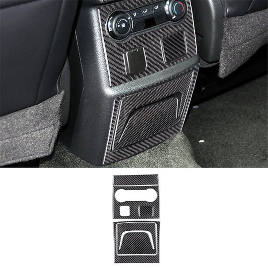 5Pcs Carbon Fiber Rear Central Console Trim Panel for Ford Explorer 2011-2014