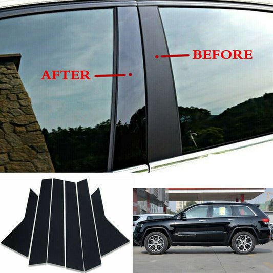 BLACK Pillar Post for Jeep Grand Cherokee 2011-2021 6P Door Trim Window Cover PC