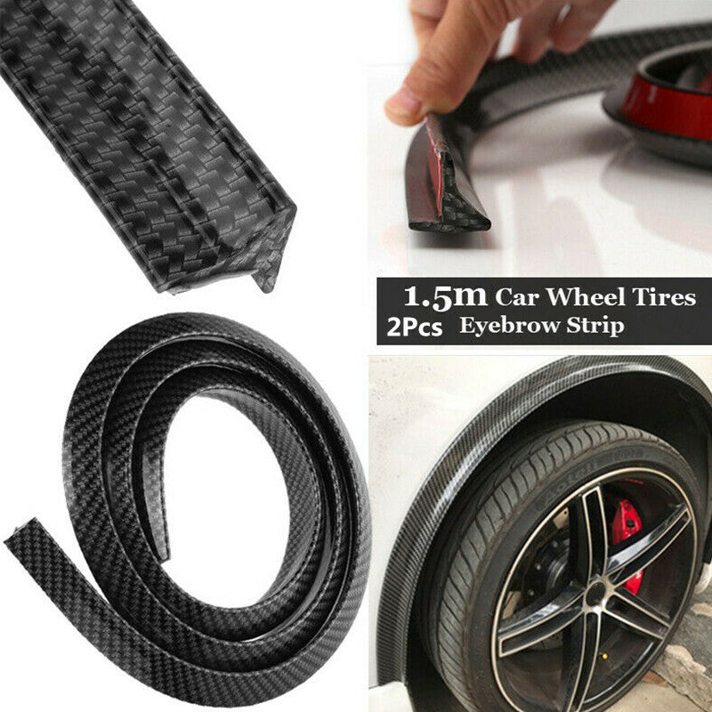 2Pc Carbon Fiber Car Wheel Protector Edge Extension Trim Strip Tire Eyebrow Pad