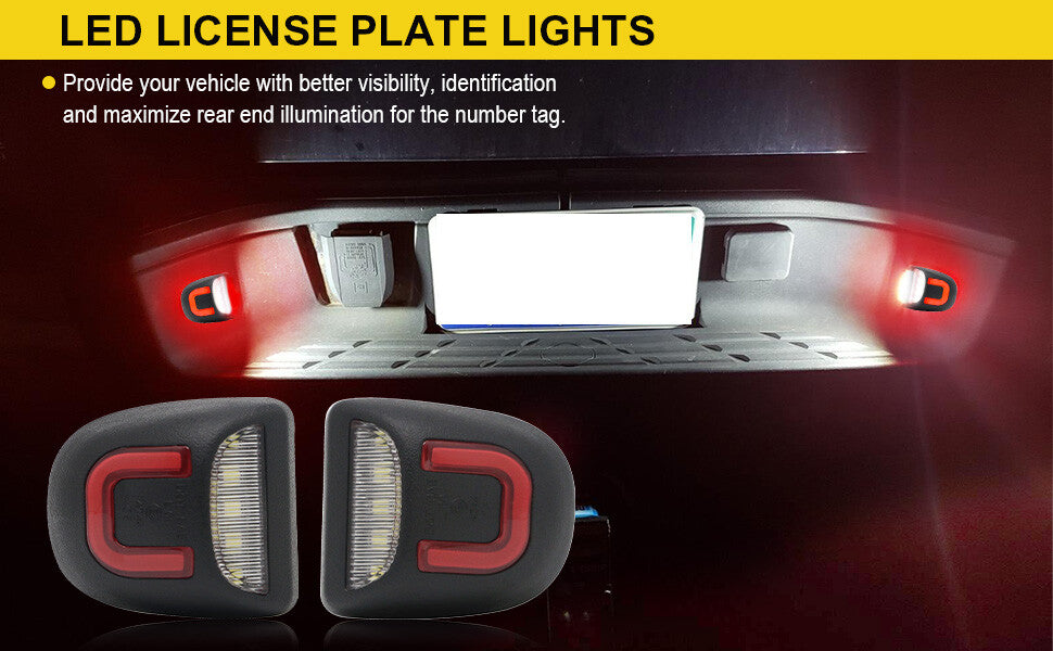 Red Tube LED White License Plate Lights for Chevy Silverado for GMC for Sierra 1500 2500