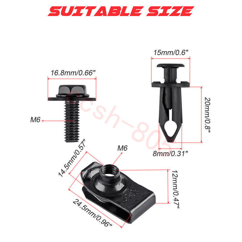 Engine Under Cover Splash Shield Guard Body Bolt U-nut Clips Fastener for Honda