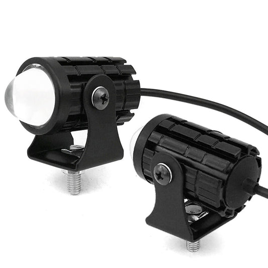 2-Piece Motorcycle Headlight LED Driving Fog Lights, White/Yellow Projector Lights, 12-80V n