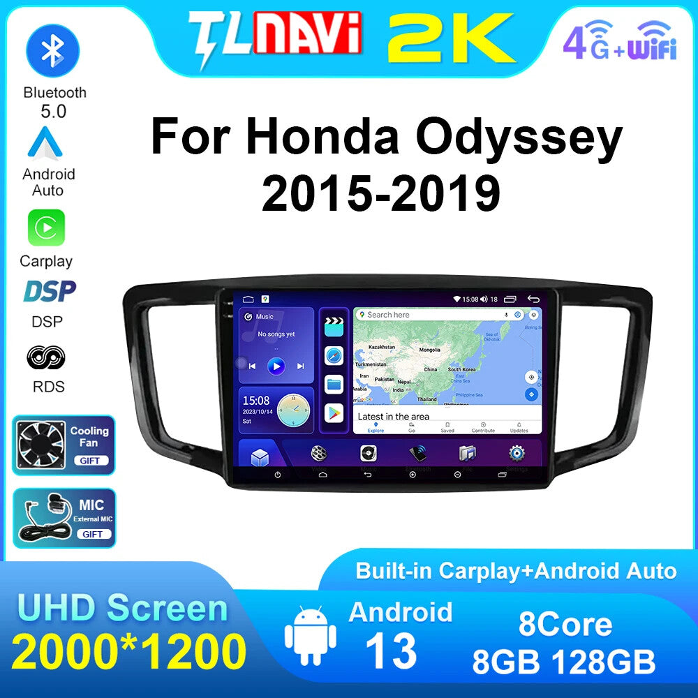 for Honda Odyssey 2015-2019 CarPlay Car Radio GPS Multimedia Video Player Screen