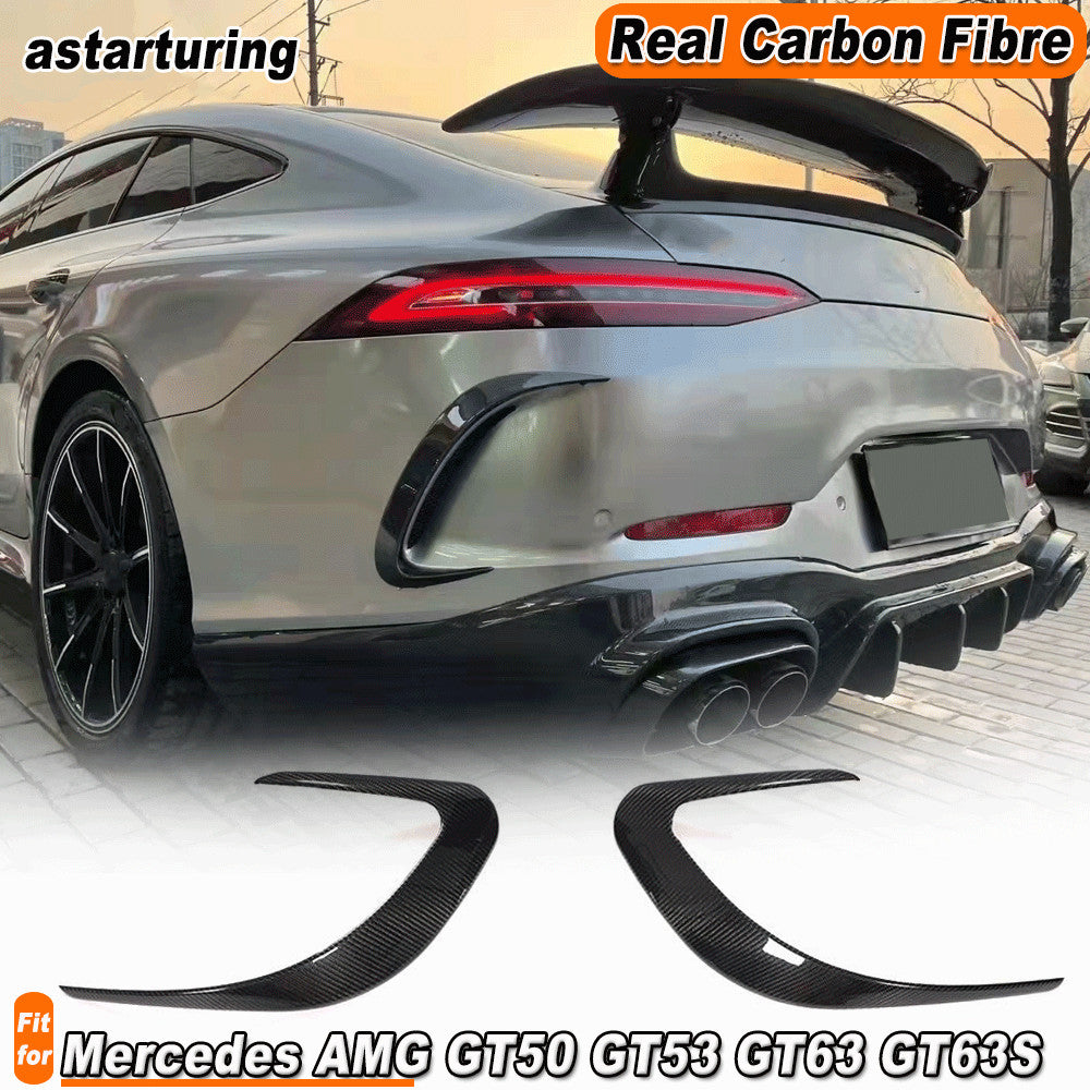 for Mercedes-Benz GT X290 GT43 GT50 53 REAL Carbon Rear Bumper Fins Canards