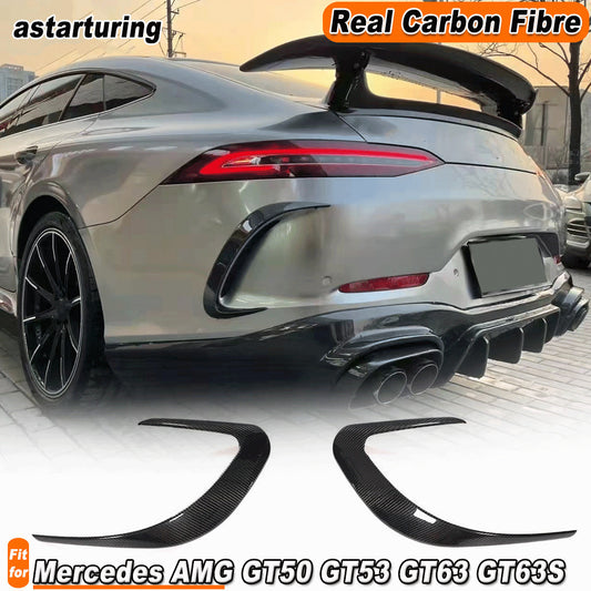 for Mercedes-Benz GT X290 GT43 GT50 53 REAL Carbon Rear Bumper Fins Canards