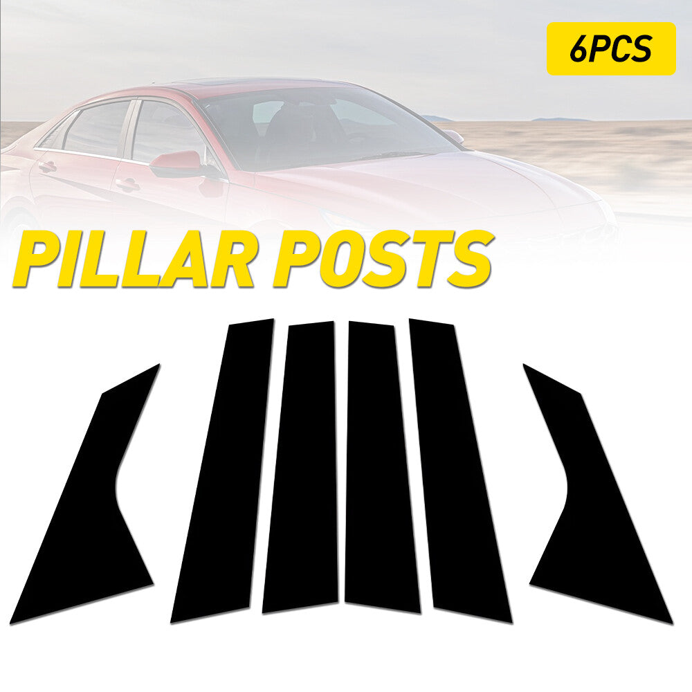 6pcs Gloss Black Car Pillar Door Pillar Window Trim for for Hyundai for Elantra 2021 - 2023 J- v