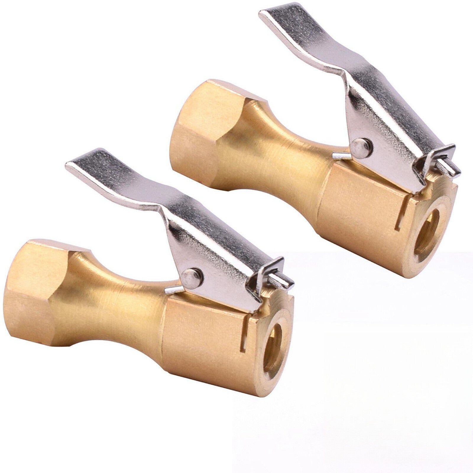 New 2Pcs 8mm Open Flow Air Chuck with Lock Connector Tire Inflator Valve