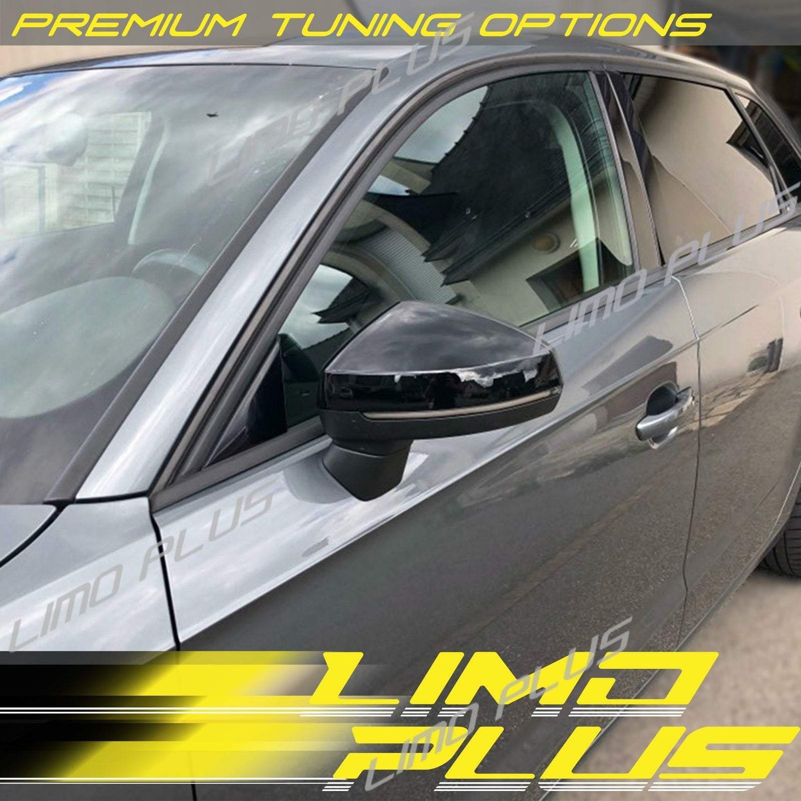 Gloss Black Mirror Cover Caps for 2014-2020 for AUDI A3 8V S3 RS3 w/ Lane Assist Q