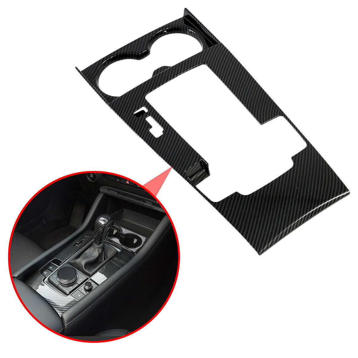 Carbon Fiber Style Trim for Mazda 3 2019-2021 Inner Gear Shift Panel Frame Cover