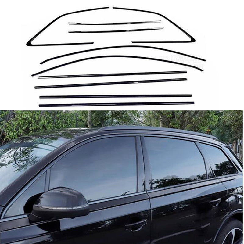 for AUDI Q7 2019-24 Glossy Black Stainless Steel Window Strip Cover Trim Kit 10X