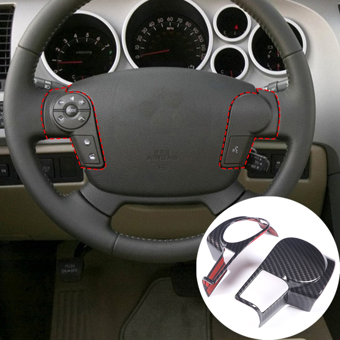 Synthetic Leather 6-Speed Shift Buttons for SAAB 9-3 2003 up 2012- v