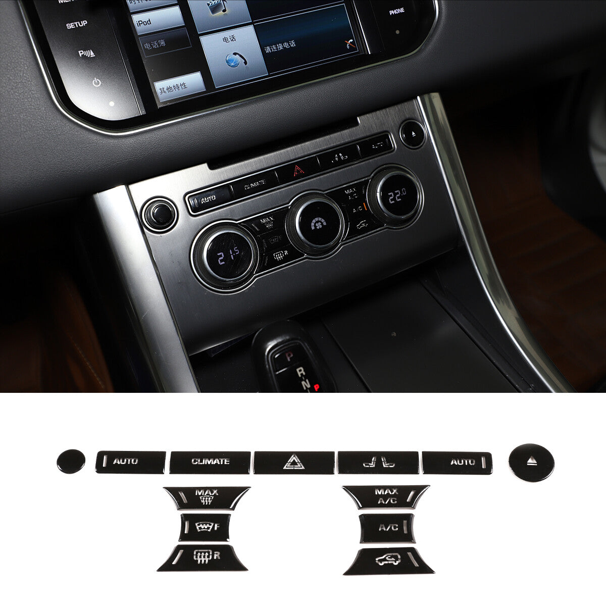 4 Piece Set Chrome Silver Air Conditioning Adjustment Button Trim for Land Rover for Defender 2004-18- v