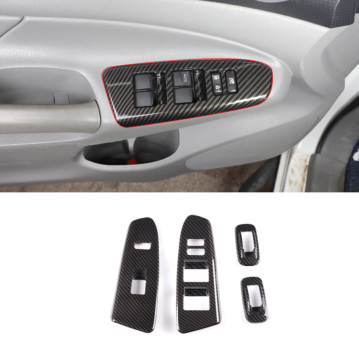 4-Piece Red Inner Door Handle Frame Trim for Toyota Tacoma 2005-14 2015