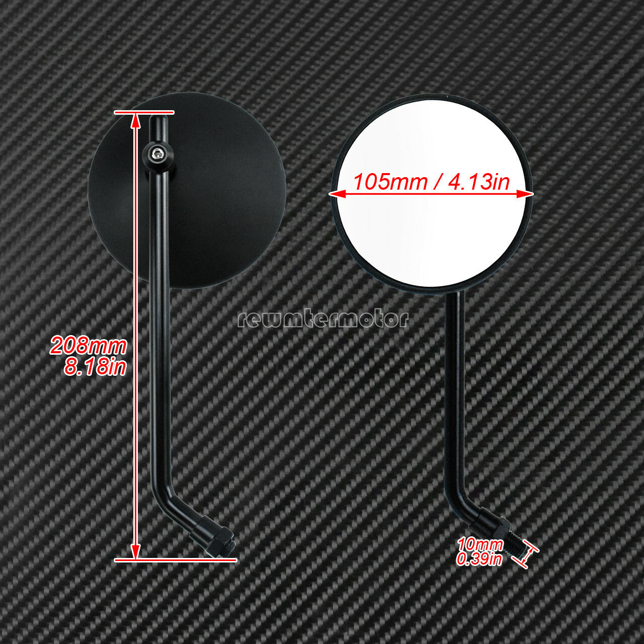 Motorcycle Round 10MM Rear View Mirror Fit for Harley Softail Touring Sportster Q