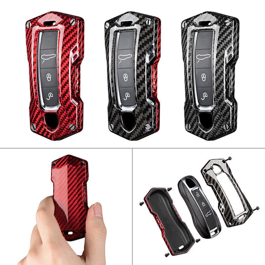 For 2017-2018 for Porsche for Cayenne for Panamera Carbon Fiber Style Car Key Fob Case Cover Q