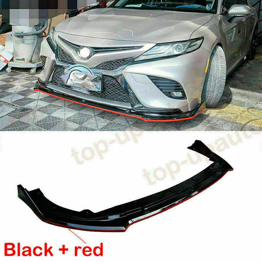 Black W/RED TRD Front Bumper Lip Spoiler Cover Trim for Toyota for Camry 2018-2020