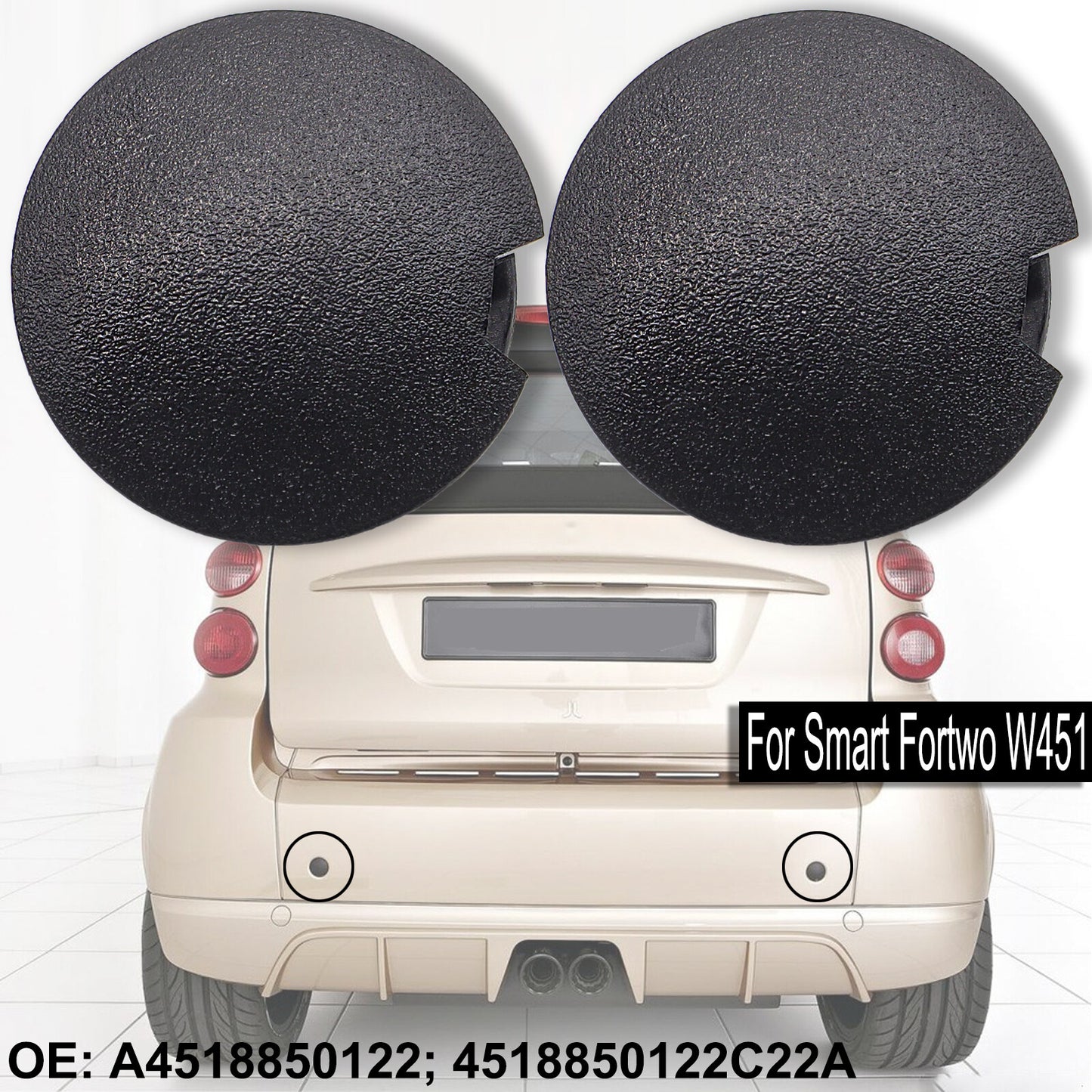 Pair Front Rear Tow Hook Cover Car Bumper Towing Cap for Smart Fortwo W451 07-14