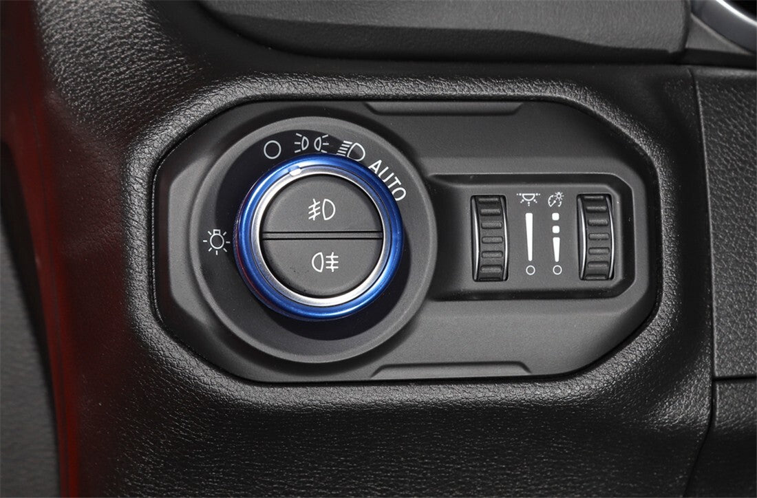 Red Headlight AC Switch Knob Cover Trim Ring for Jeep for Wrangler JL 2018+ Alloy