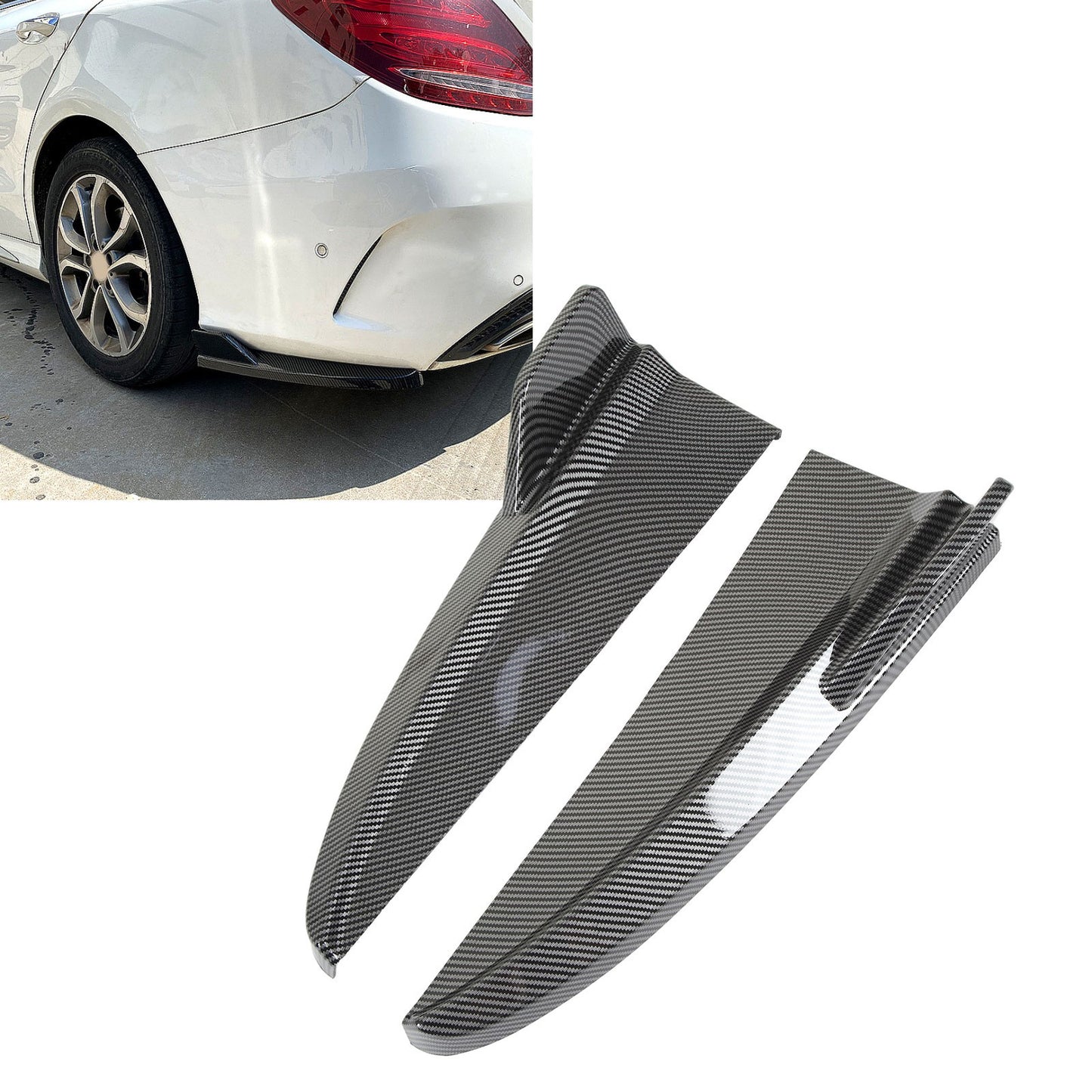 (Carbon Fiber Style)P Rear Er Lip Diffuser Tail Side Splitter For C-Class W205