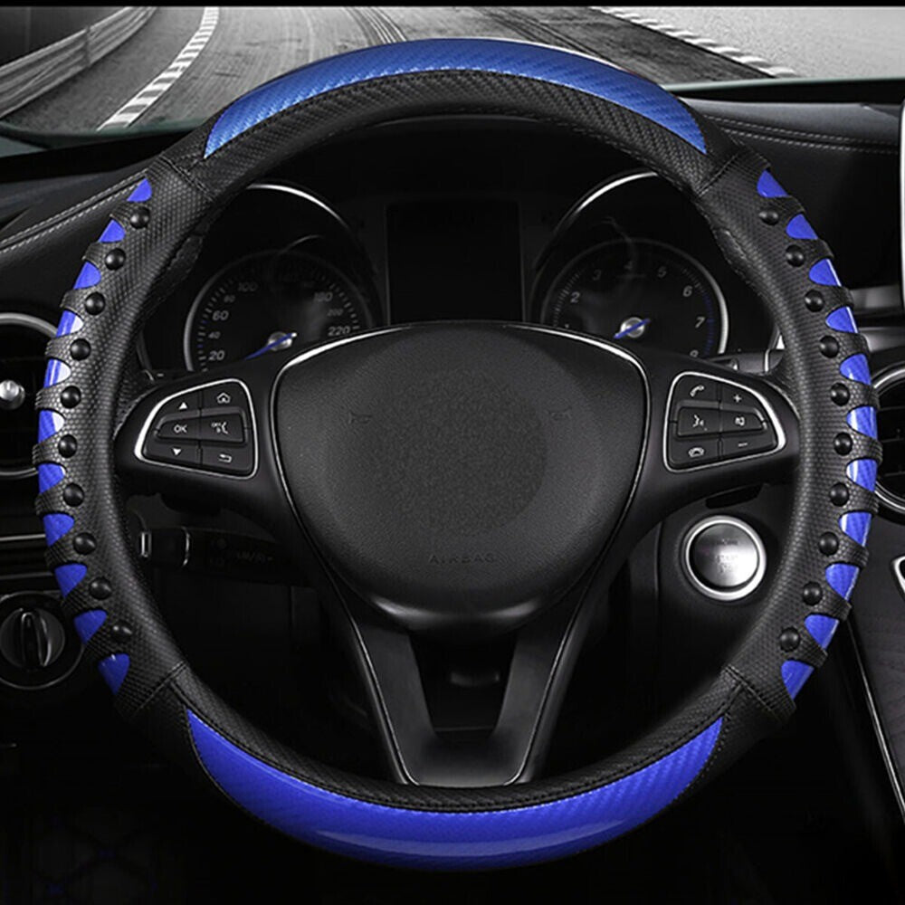 15in Car Steering Wheel Leather Cover Protector Non-slip Accessories Hot Blue n
