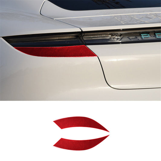 Red Carbon Fiber Rear Taillight Eyebrow Cover Trim for Porsche Taycan 2019-2022