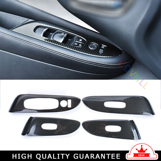 Glass Window Lifting Lock Panel Trim for Nissan Murano 15-21 Steel Carbon Fiber