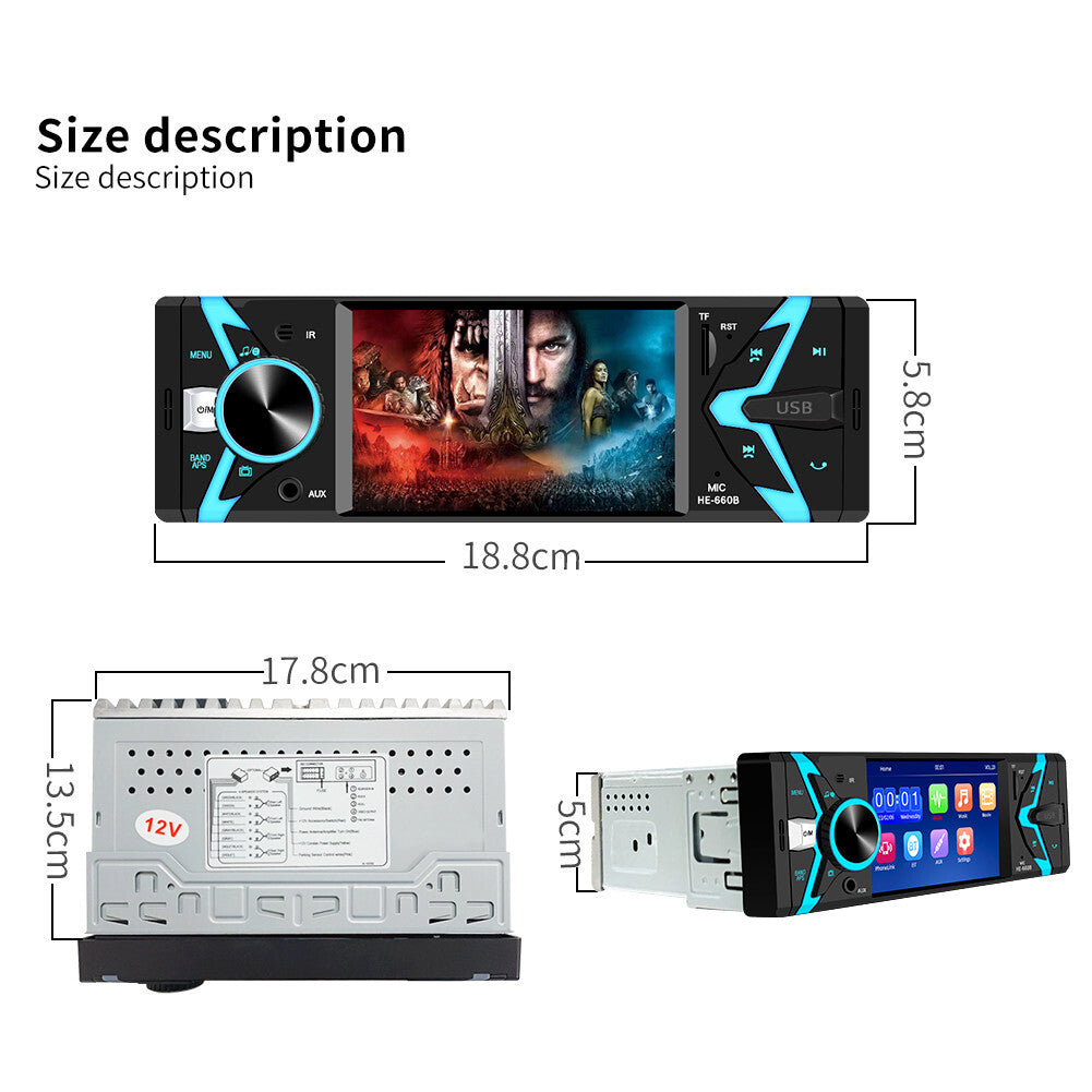 Single Din Car Stereo 4.1in Bluetooth Radio MP5 Player USB/TF/AUX Mirror Link
