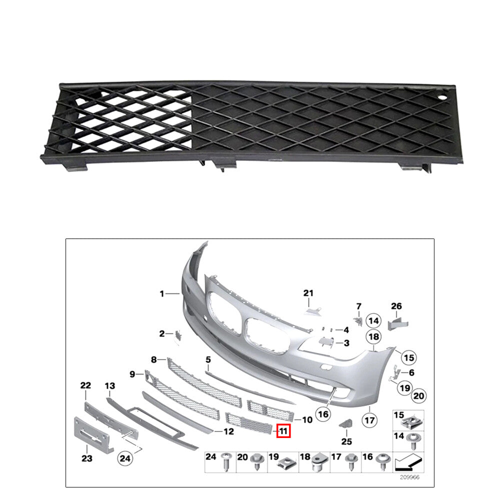 Right Passenger Side Front Lower Bumper Grill for 2007-2012 for BMW 7-Series F01 New