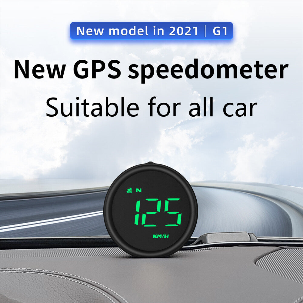 Digital Car HUD GPS Speedometer Head Up Display MPH KMH Compass Overspeed Alarm